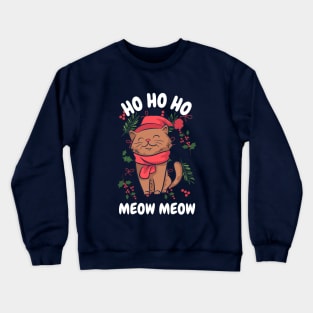 Cute Funny Christmas Cat Meow Meow Crewneck Sweatshirt